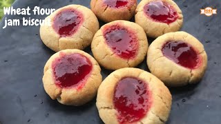 Christmas cookies|Jam biscuit recipe|Airfryer jam biscuit|Wheat biscuit recipe|eggless wheat biscuit