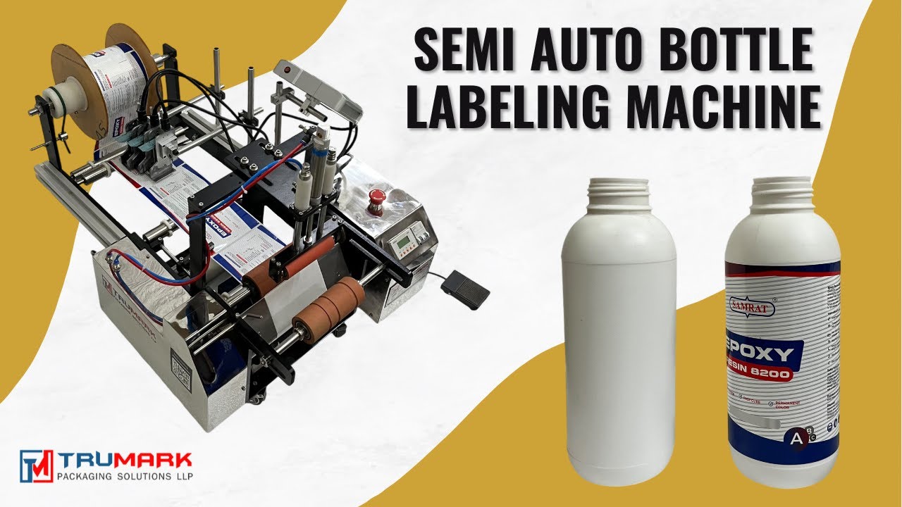 Semi Automatic Round Bottle Labeling Machine - YouTube