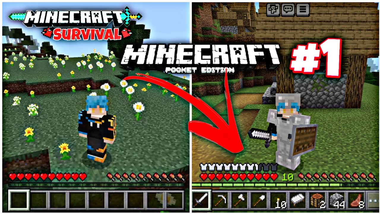 MINECRAFT PE Survival Series Ep 1 in Hindi 1.20 | Made OP Survival Base ...