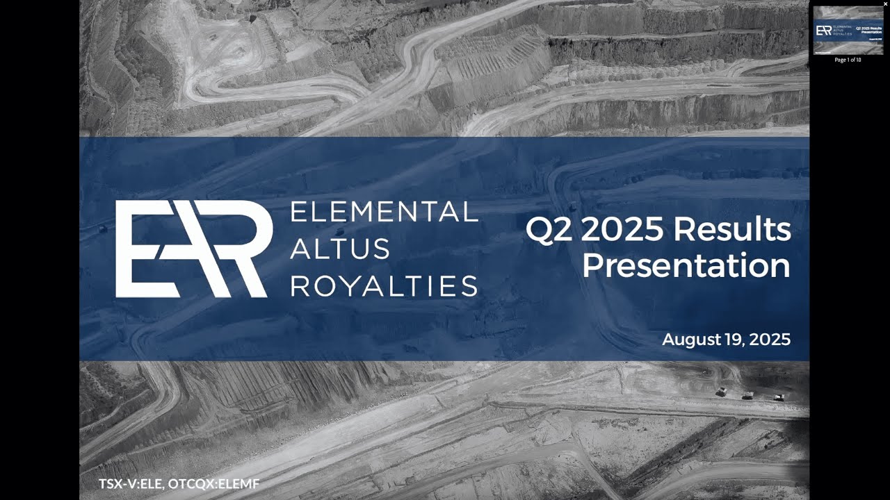 [WEBINAR] Elemental Altus Royalties | Q2 2025 Financial Results