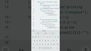 Java Program to Transpose a Matrix | Easy Example with Explanation #yt #ytshorts #java