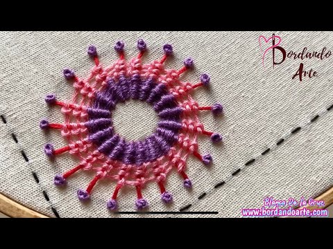 Bordado con punto de telaraña 5