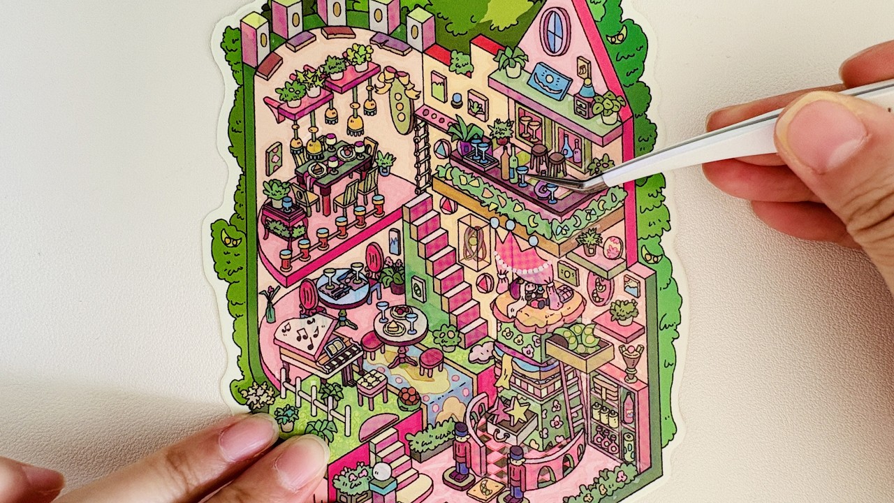 [ASMR DIY] Scene Stickers 🎉 Build a dream house with stickers - YouTube