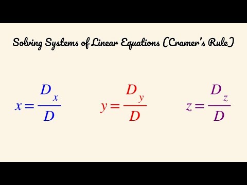 Systems of Linear Equations using Cramer's Rule - YouTube