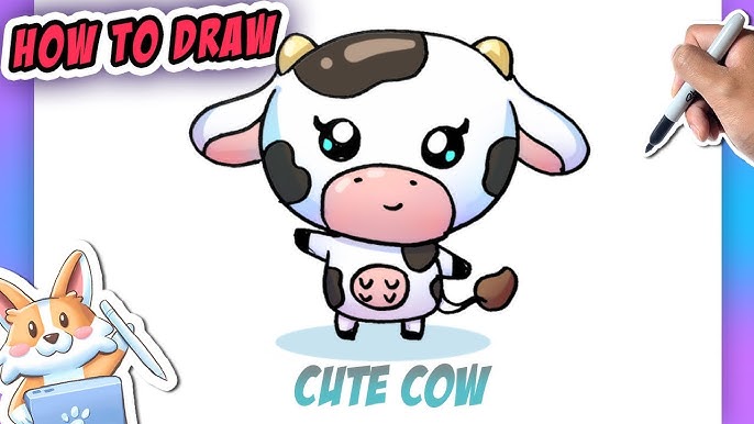 pink cow  Cute little drawings, Cute easy drawings, Cute animal