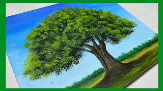 How to Paint a TREE with Acrylic Step by Step Very Easy / Acrylic Painting Tutorial #75