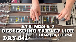 Pedal Steel Everyday - Day 841 - Strings 5, 6, & 7 Descending Triplet Lick (G Major, 100bpm)