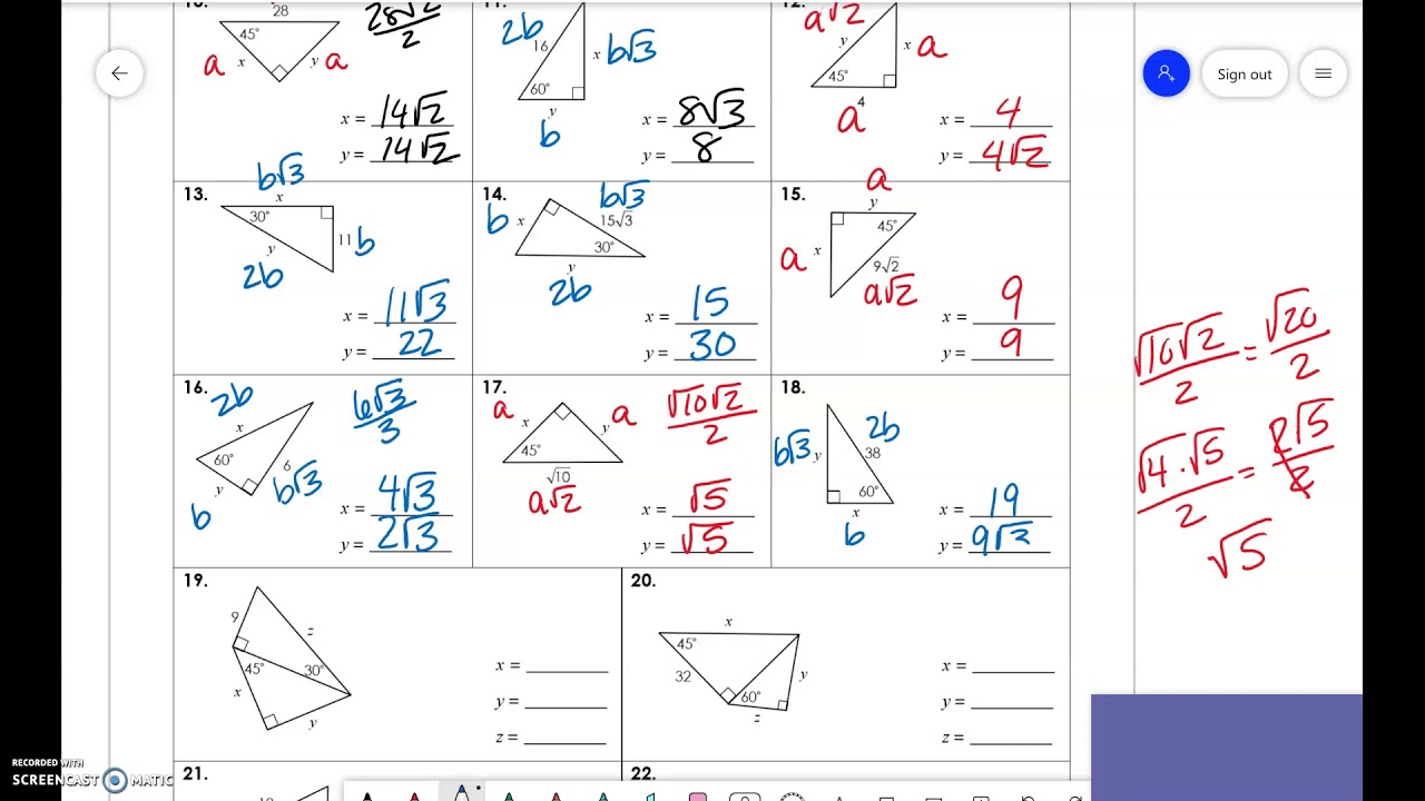 unit 8 right triangles and trigonometry homework 9 answer key