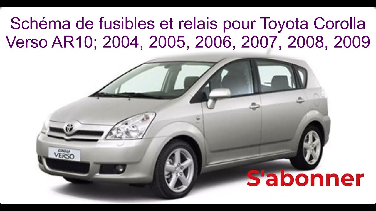 Schéma de fusibles et relais pour Toyota Corolla Verso, AR10, 2004, 2005,  2006, 2007, 2008, 2009 - YouTube