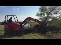 Kubota KX040-4 Excavator Digging Trees | Clearing Pond Dam