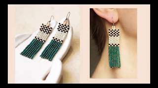 Seed bead geometric earrings tutorial for beginners.