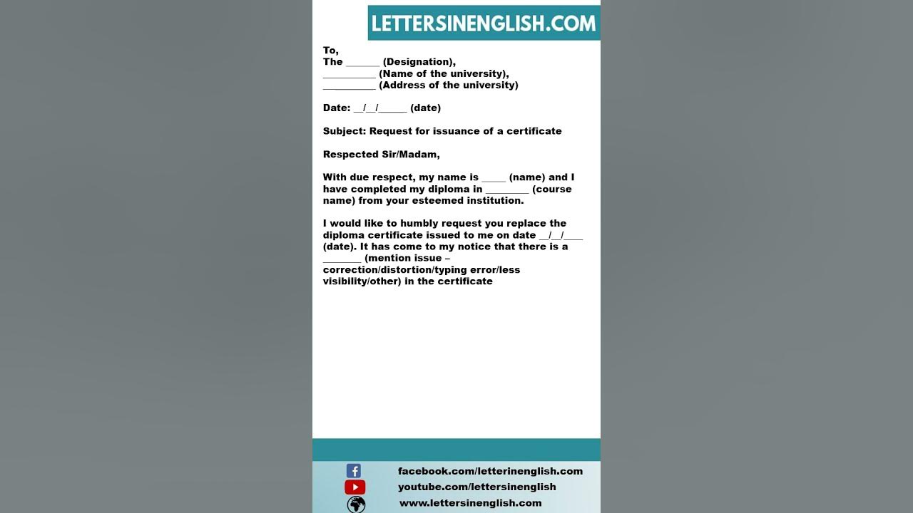 Request Letter for Diploma Replacement YouTube