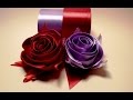 Ribbon flowers how to make:rose from satin ribbon/tutorial/Цветы из лент:роза из атласной ленты/МК