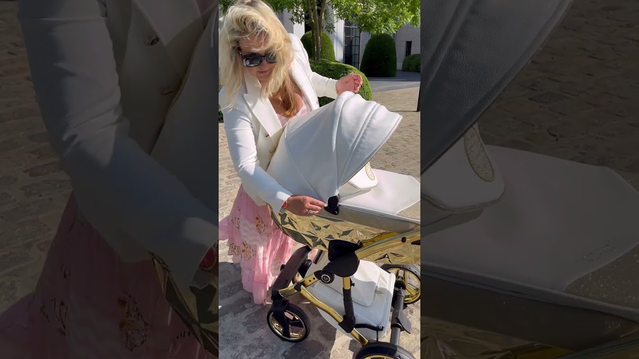 Junama Handcraft Glitter Gold Pram | 2-in-1 Travel System - Made in Europe