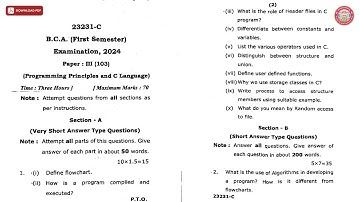 BCA 1ST SEM PROGRAMMING PRINCIPLES AND C LANGUAGE C 2024 | VBSPU
