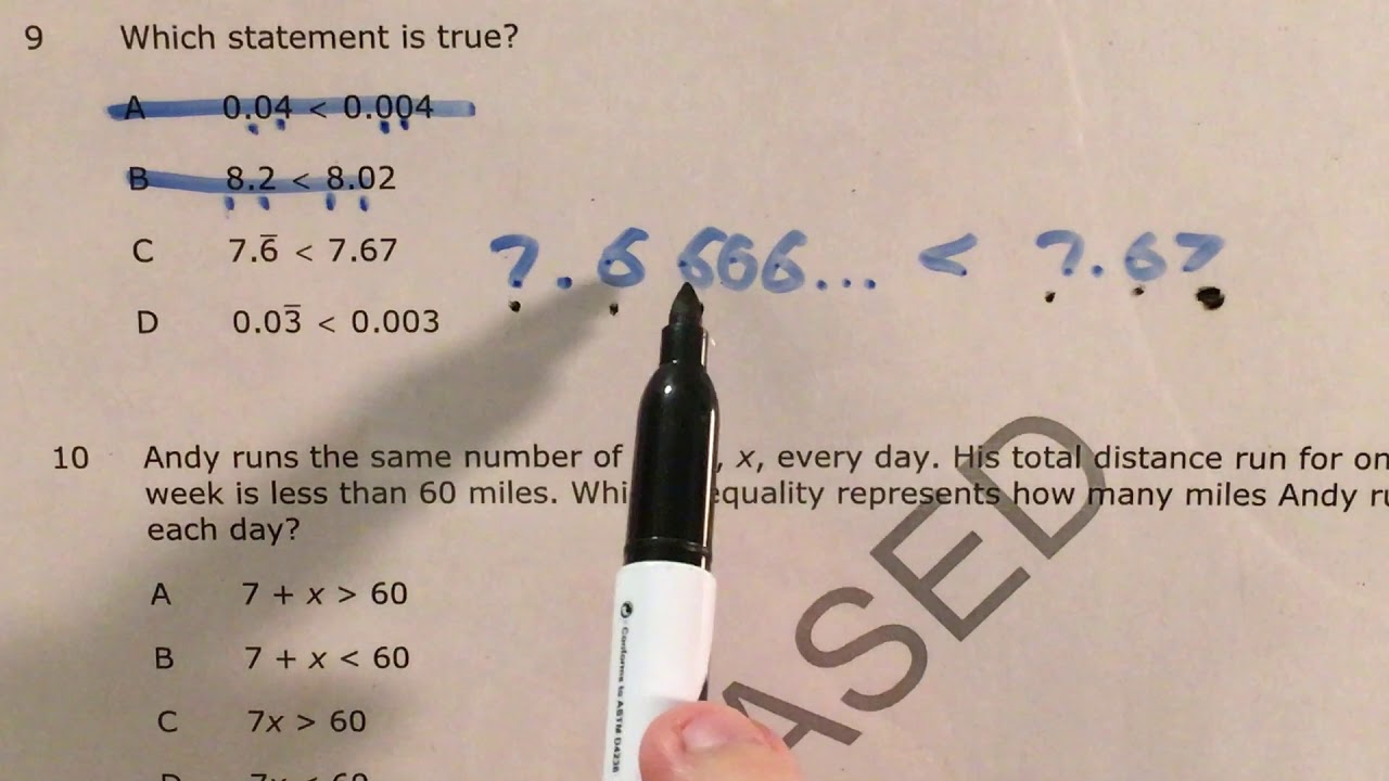 Nc 6th grade math released question 9 released 2018 2019 youtube