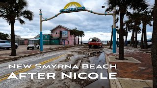 [4K] A Very Windy Wavy walk on the Beach after the storm Hurricane Nicole