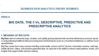 BDA Session 6 : Big Data, 5 Vs & Descriptive, Predictive & Prescriptive Analytics