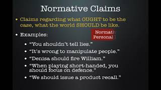 Week 9 1   Descriptive and Normative Claims
