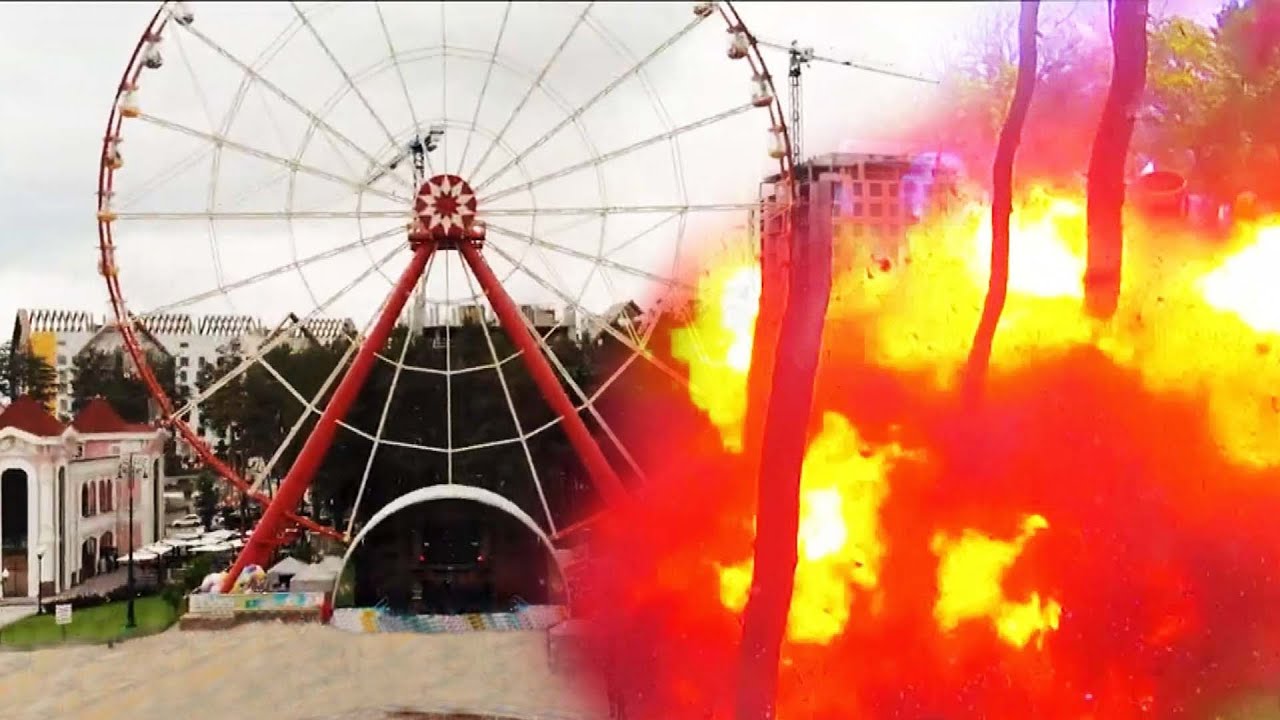 Amusement Park Hit by Russian Missiles Catches Fire