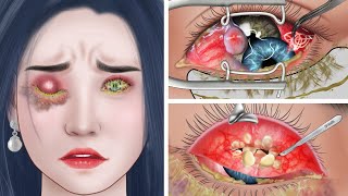 ASMR The best treatment and remove eye bags, pink eye caused by buying cheap contact lenses