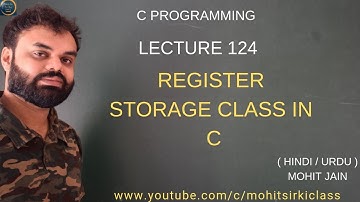 C PROGRAMMING LECTURE 124(HINDI/URDU) REGISTER STORAGE CLASS
