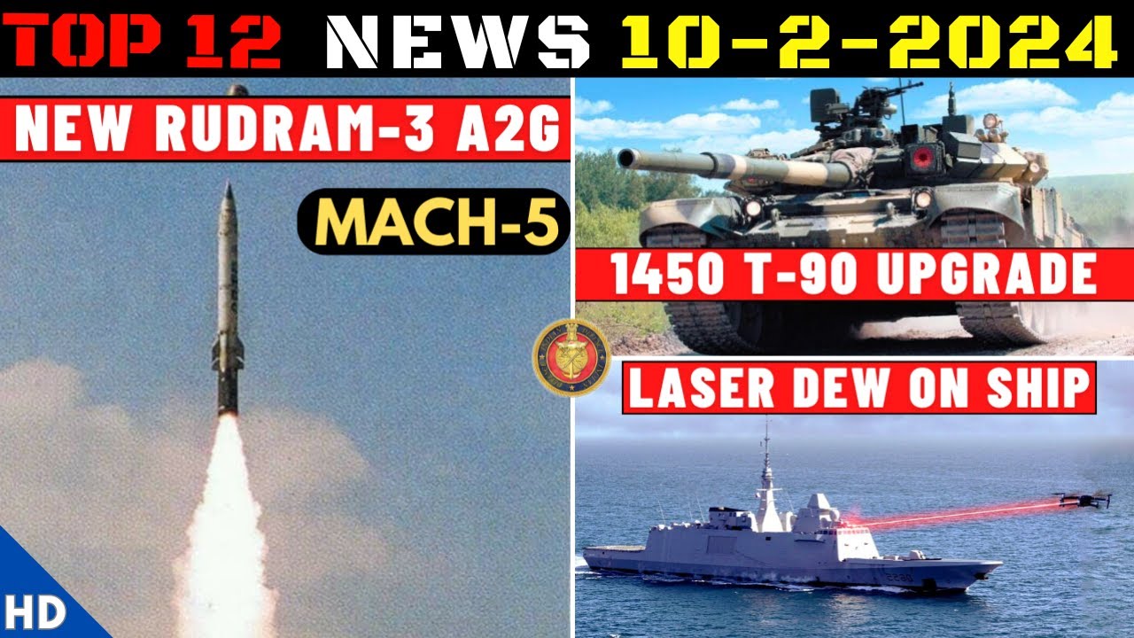Indian Defence Updates : Rudram-3 Hypersonic Missile,1450 T-90 Upgrade,Drishti-10 Flight,TAR Drone