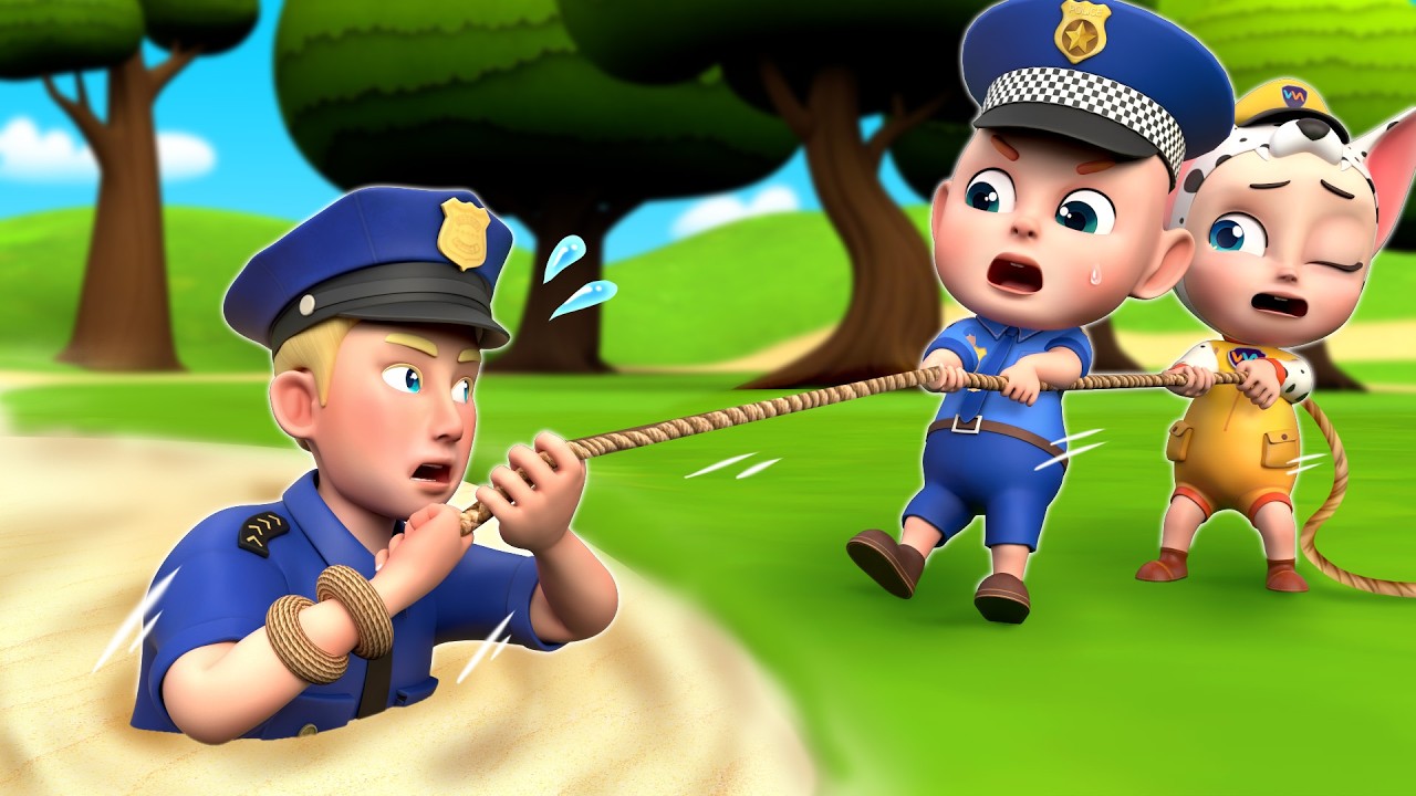 Gus Is Trapped in the Sand Pit 😱 | Police Rob Rescue Song | Rosoo Nursery Rhymes & Kids Songs
