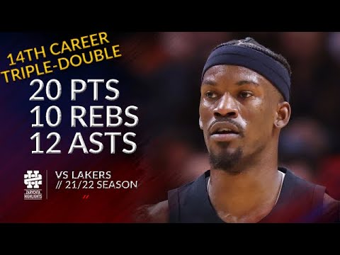 Jimmy Butler 20 pts 10 rebs 12 asts vs Lakers 21/22 season