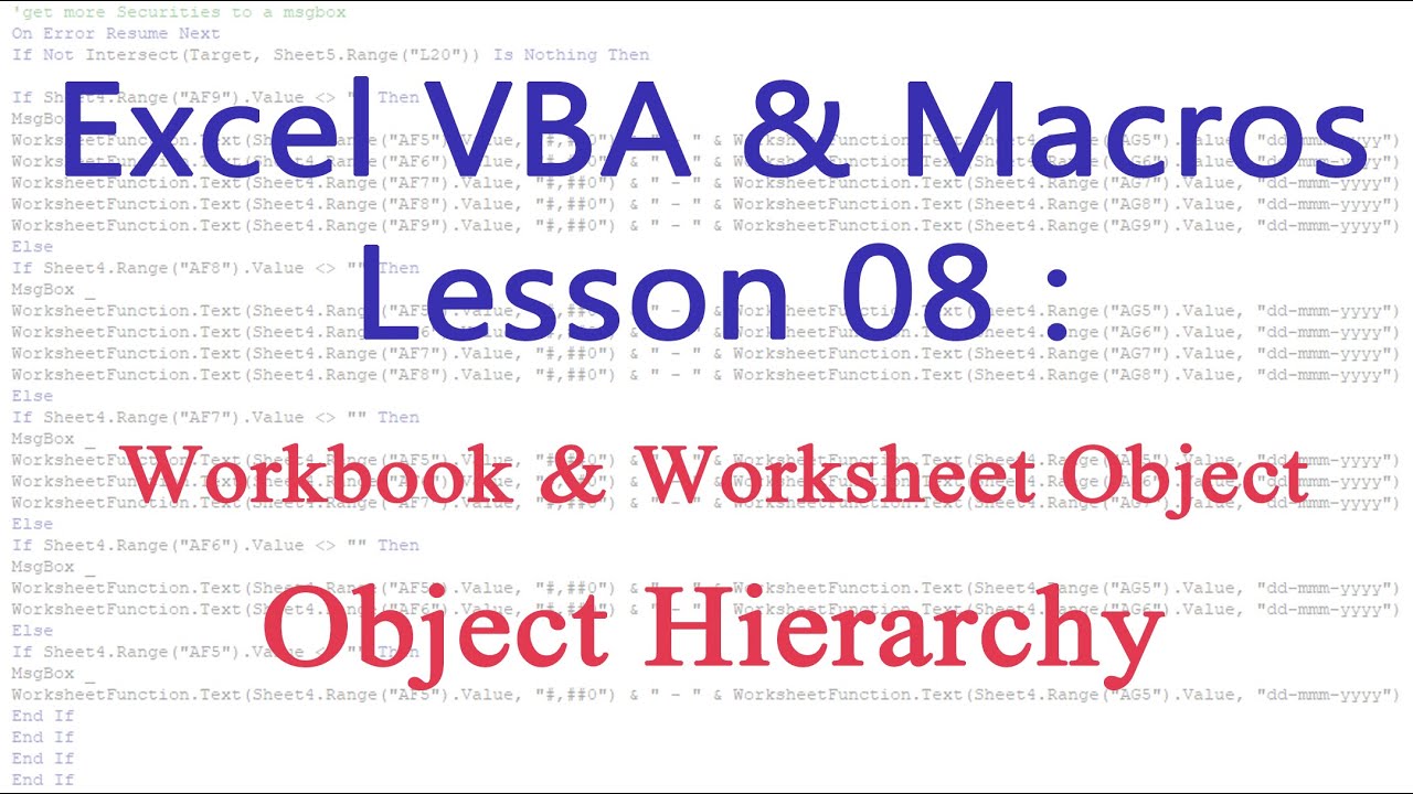 Excel VBA & Macros | Object Hierarchy | Sinhala Tutorial - YouTube