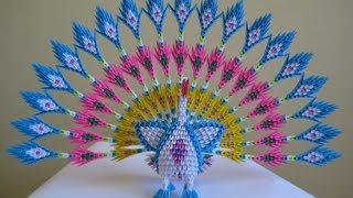 3D Origami Peacock with 19 Tails 1578 Pieces Version 2