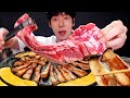 MUKBANG 칼집 삼겹살 먹방 삼겹쌈 버섯구이 집밥 (침줄줄) pork belly, Mushroom Mukbang thịt ba chỉ. サムギョプサル