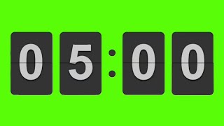 Grey flip  clock 5 Minute Timer   green screen!