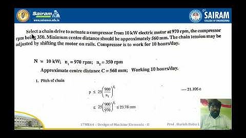 Lecture Video_17ME64_Module 2_ Chain drive _ Harish Babu L