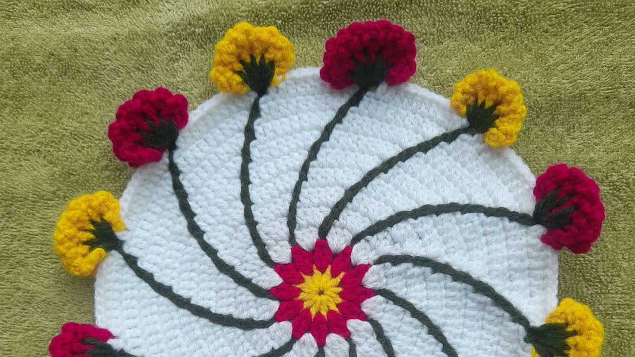 🌺 Beautiful Crochet Supla Motif Tutorial 🧶 | Flower Coaster Design Step-by-Step for Beginners ✨