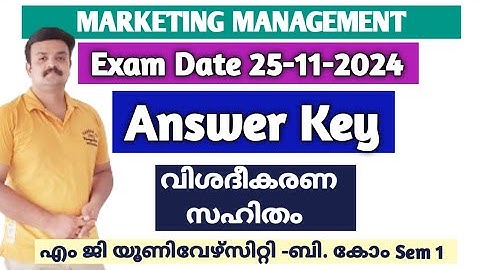Marketing Management/2024 November Exam Question Paper Discussion  /M.G University B.Com Sem 1