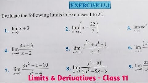 CBSE CLASS 11 th Mathematics Exercise 13.1 | Chapter 13 limit