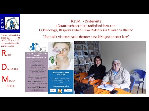 RDM - QUATTRO CHIACCHIERE RADIOFONICHE CON LA PSICOLOGA RESPONSABILE DI DIKE DOTTORESSA VANIA BLANCO