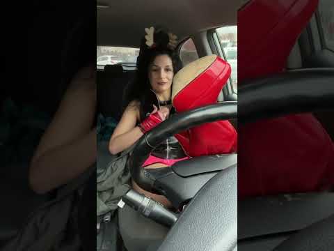 Pedal pumping red thigh high boots latex cosplay Rudolph outfit ❤️
