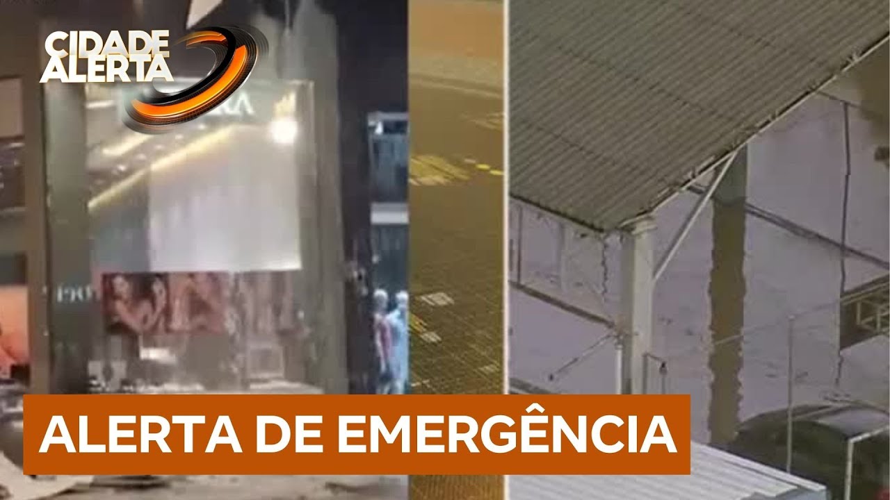 Defesa Civil emite alerta severo devido às fortes chuvas em São Paulo; teto de shopping desaba