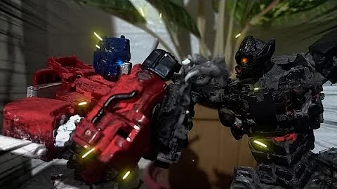 Transformers rise of the beast Scourge vs Optimus prime transformers stop motion