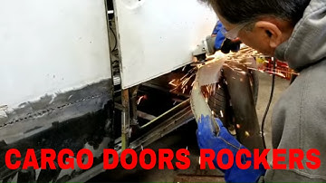 RESTORATION - 67 Rusty VW bus lining up cargo doors and Rockers right side rocker panel