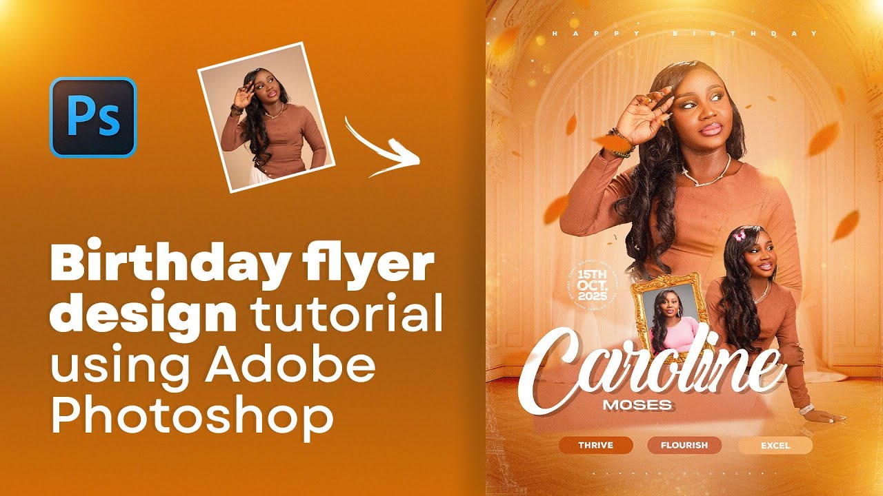 Создайте креативный флаер ко дню рождения в #adobe #photoshop | Урок для начинающих