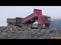4K| Dump Trucks Dumping Rocks