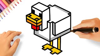 HOW TO DRAW MINECRAFT CHICKEN 🐔| DRAWING MINECRAFT MOBS