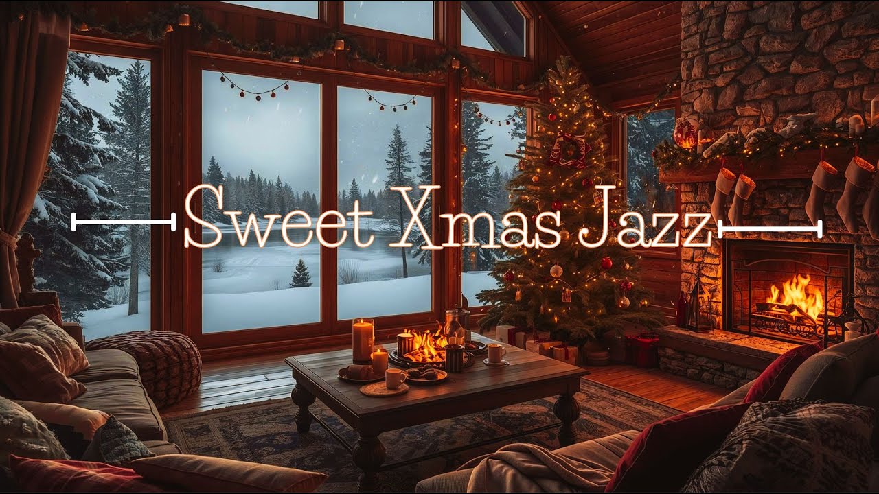 Sweet Jazz Music Background Happy New Year 2026  Fireplace Crackles for Stress Relief🎄 | LIVE
