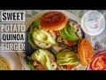 Sweetpotato quinoa veg burger  vegetarian burger veggie loaded burger  healthy burger