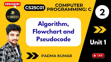 1.2 Algorithm, Flowchart, Pseudocode | Computer Programming: C | CS25C01 | Anna university R2025