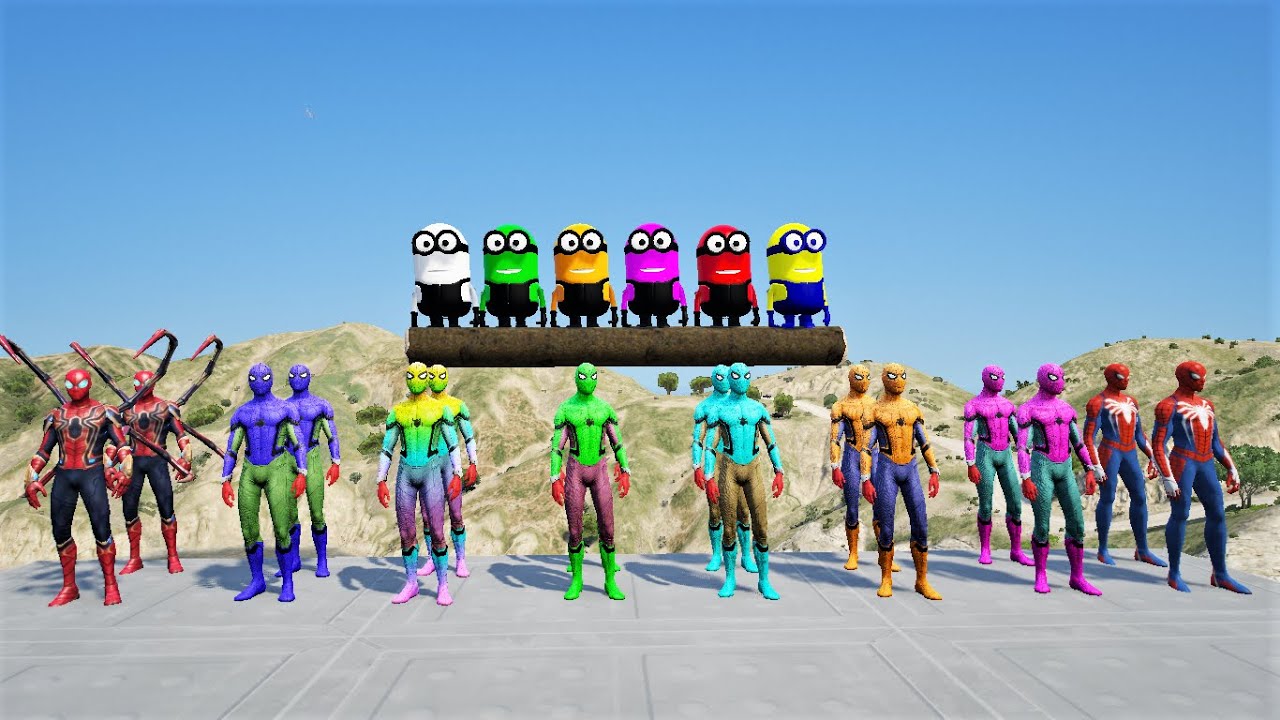 GTA 5 Crazy Ragdolls | Spiderman and Minions Heroes Jumps/fails #158