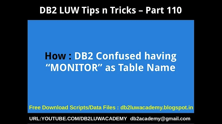 DB2 Tips n Tricks Part 110 - How DB2 Confused having "MONITOR" as Table Name